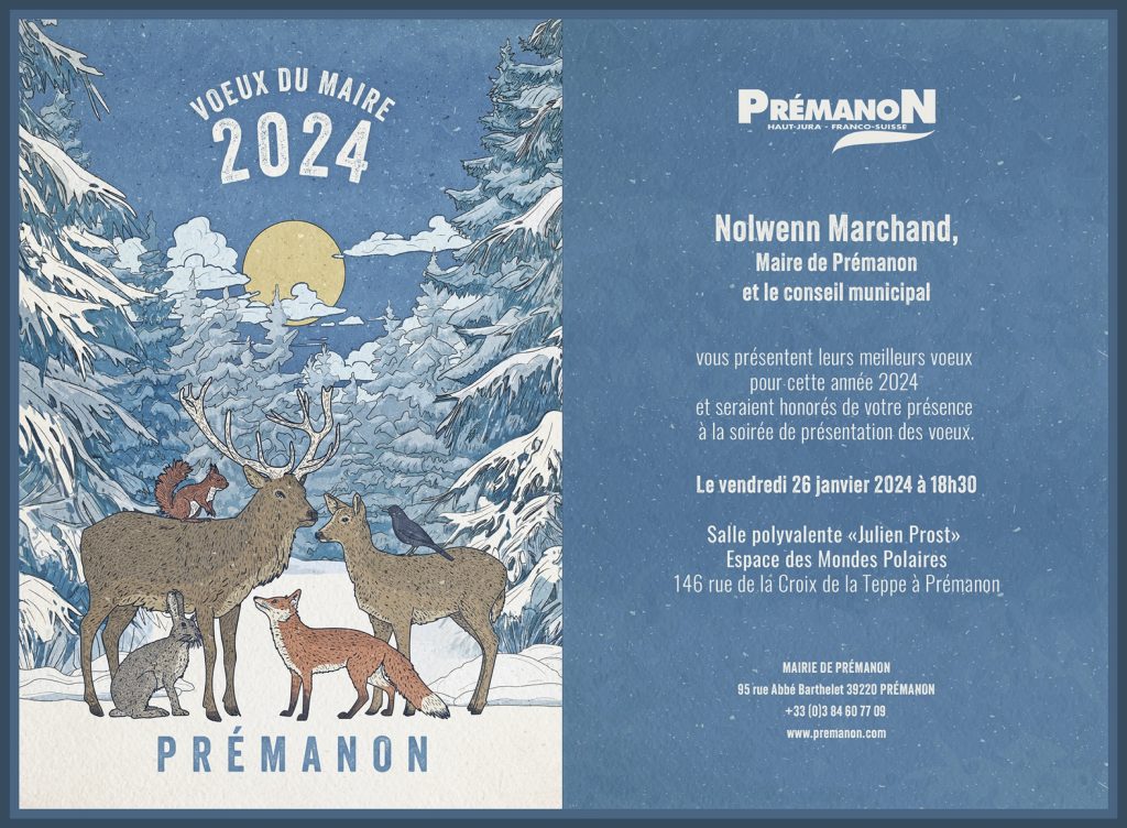 carte de voeux 2024 de la commune de Prémanon